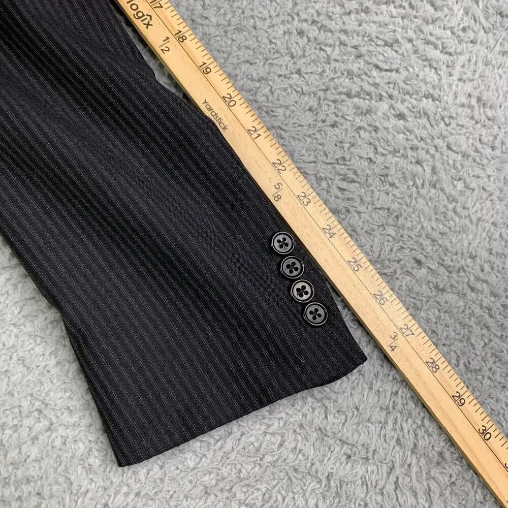 Daniel Cremieux Loro Piana Suit Jacket 42L Black Striped Mens